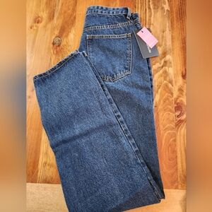 PrettyLittleThing Dark Blue Straight Leg Jeans